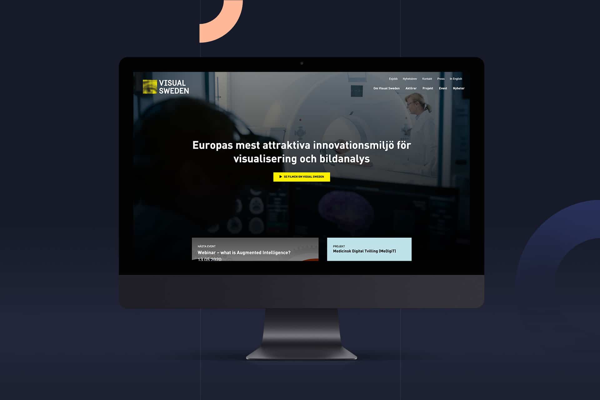 Bildskärm som visar Visual Swedens hemsida