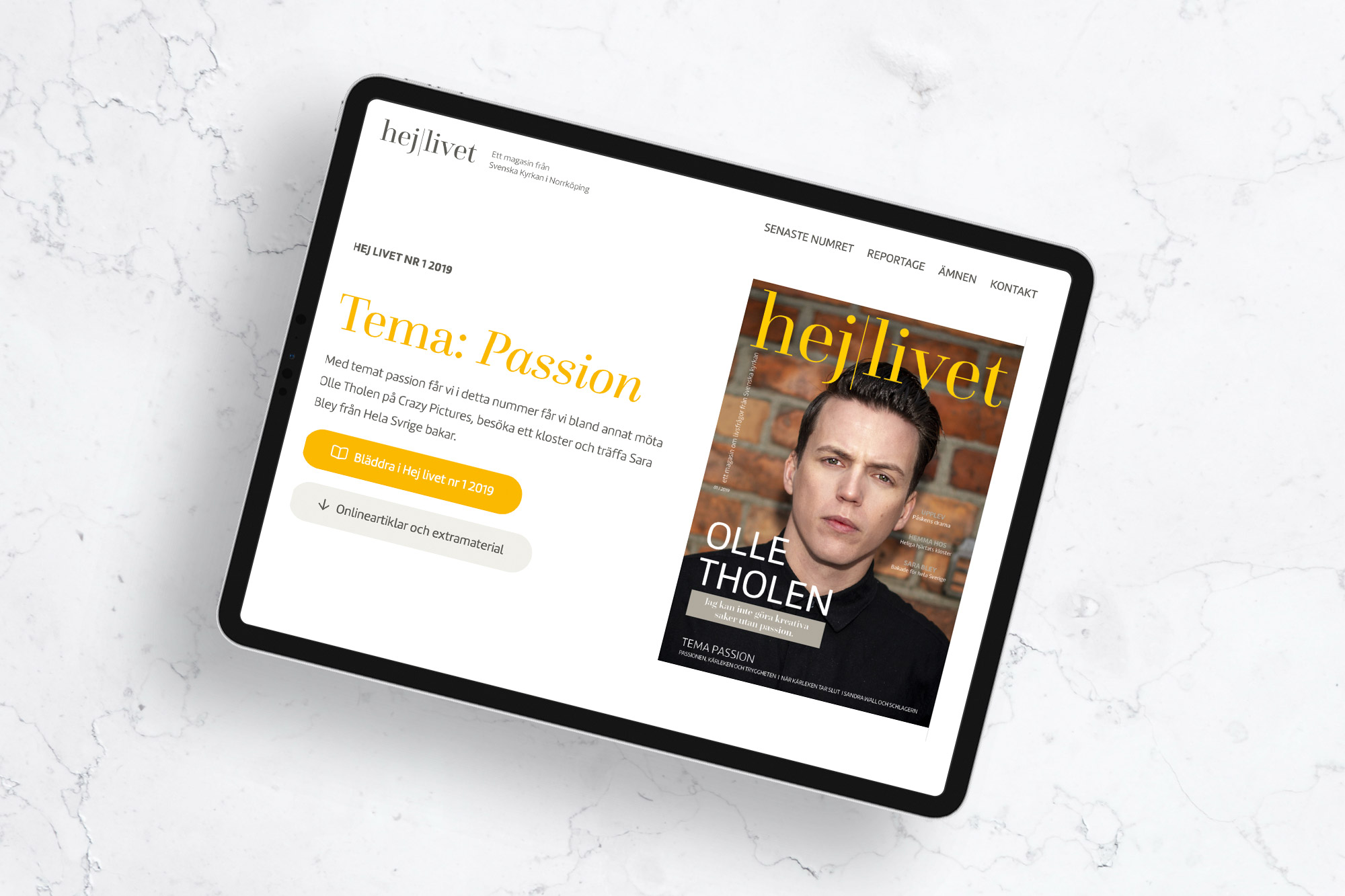 Hej Livets hemsida i läsplatta