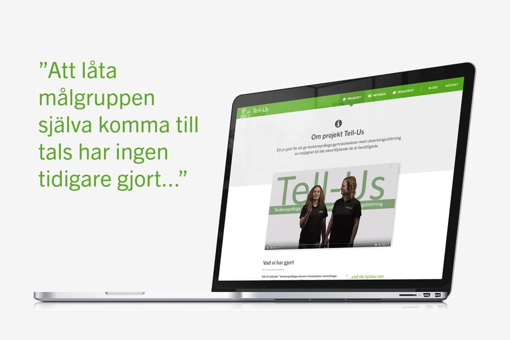 Projekt Tell-Us hemsida från Bishop Media